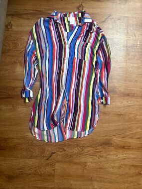 Anne Cole Multicolor Striped Swim Coverup - Blue, Red, Yellow, Pink, Green